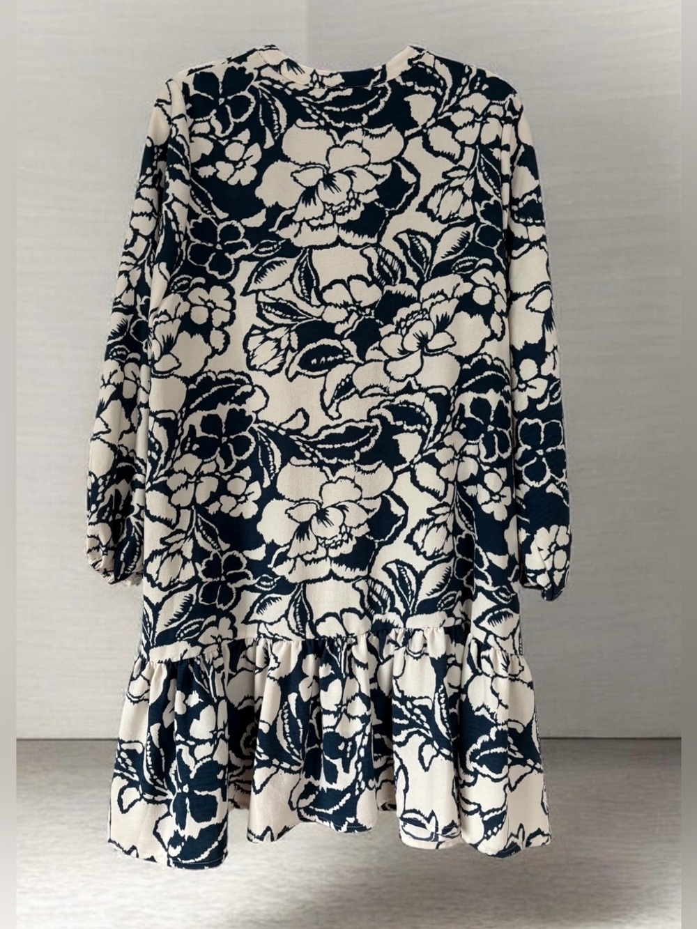 Rachel Zoe Navy and Cream Floral Button-Front Maitai Midi Dress Size XL